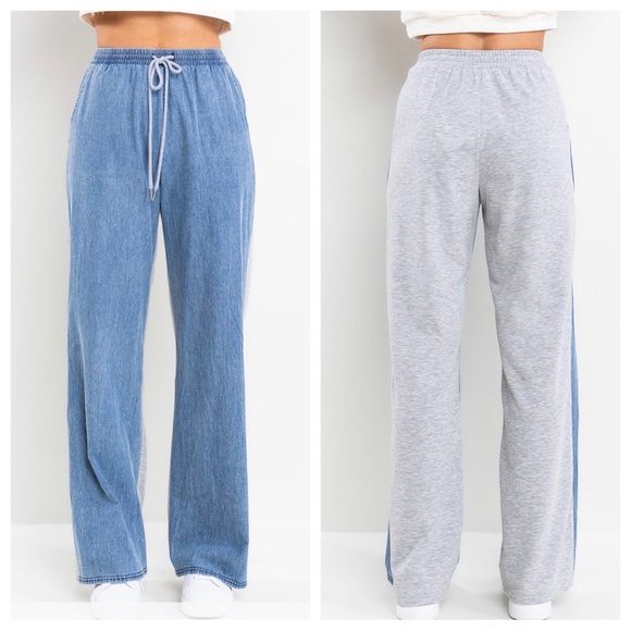 42 Contrast Denim Straight Long Leg Pants - Picture 4 of 5